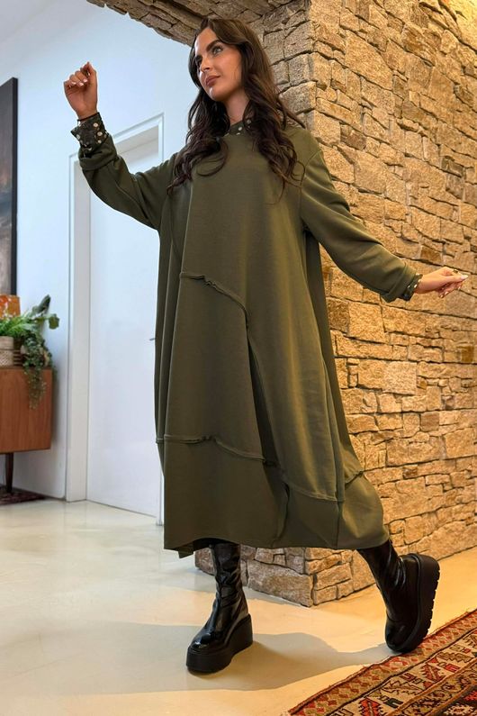 Sola Smart Tech Panel Dress Khaki